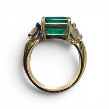 Vintage 3.01 Carat Colombian Emerald Ring GIA 14K Yellow Gold
