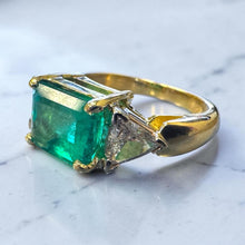 Vintage 3.01 Carat Colombian Emerald Ring GIA 14K Yellow Gold