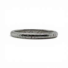 Vintage Belais Engraved Band 18K White Gold Size 5