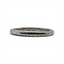 Vintage Belais Engraved Band 18K White Gold Size 5