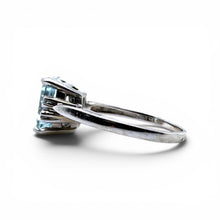 Vintage 2.5 Carat Aquamarine & Diamond Ring 14K White Gold