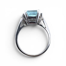 Vintage 2.5 Carat Aquamarine & Diamond Ring 14K White Gold