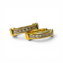 Vintage Diamond Huggie Earrings 14K Yellow Gold