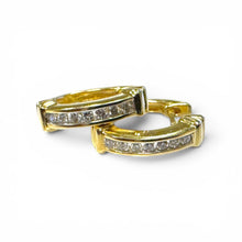 Vintage Diamond Huggie Earrings 14K Yellow Gold