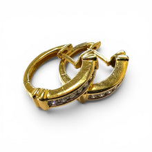 Vintage Diamond Huggie Earrings 14K Yellow Gold