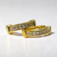 Vintage Diamond Huggie Earrings 14K Yellow Gold