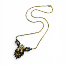 Vintage Sapphire & Diamond Cluster Necklace 14K Yellow Gold