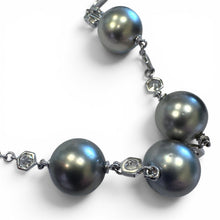 Lugano Grey Tahitian Pearl & Rose Cut Diamond Necklace 13mm 41.5 Inches