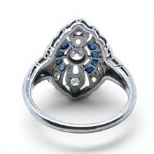 Vintage Art Deco Diamond & Sapphire Platinum Cocktail Ring