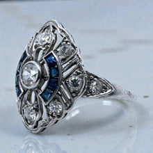 Vintage Art Deco Diamond & Sapphire Platinum Cocktail Ring