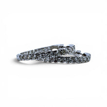 Large 3.5 Carat Diamond Hoop Earrings 14K White Gold