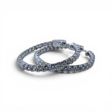 Large 3.5 Carat Diamond Hoop Earrings 14K White Gold