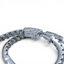 Large 3.5 Carat Diamond Hoop Earrings 14K White Gold