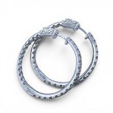 Large 3.5 Carat Diamond Hoop Earrings 14K White Gold