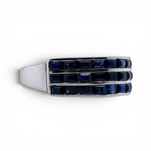 Triple Row Sapphire Band 18K White Gold