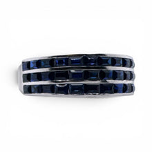 Triple Row Sapphire Band 18K White Gold