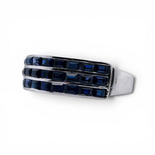 Triple Row Sapphire Band 18K White Gold