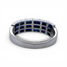 Triple Row Sapphire Band 18K White Gold