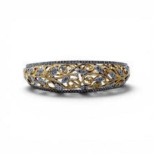 Two Toned Diamond Filigree Style Bangle Bracelet 14K Gold