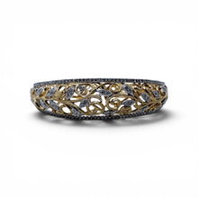 Two Toned Diamond Filigree Style Bangle Bracelet 14K Gold