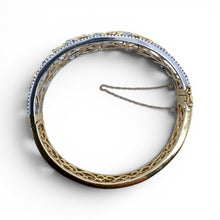 Two Toned Diamond Filigree Style Bangle Bracelet 14K Gold