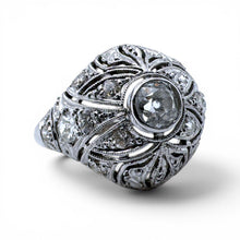 VIntage Art Deco Platinum Dome Style Cocktail Ring