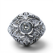 VIntage Art Deco Platinum Dome Style Cocktail Ring