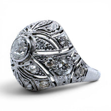 VIntage Art Deco Platinum Dome Style Cocktail Ring