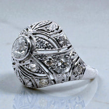 VIntage Art Deco Platinum Dome Style Cocktail Ring
