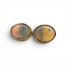 Vintage Opal Stud Earrings 14K Yellow Gold