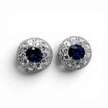 Vintage Sapphire & Diamond Platinum Stud Earrings