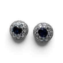 Vintage Sapphire & Diamond Platinum Stud Earrings