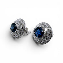 Vintage Sapphire & Diamond Platinum Stud Earrings