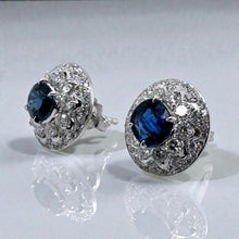 Vintage Sapphire & Diamond Platinum Stud Earrings