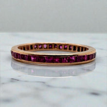 Rose Gold Ruby Eternity Band 14K Size 7.25