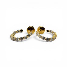 Vintage Diamond Huggie Hoop Earrings 18K Yellow Gold