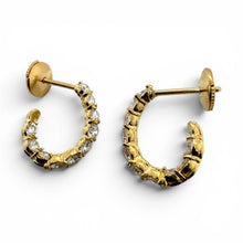 Vintage Diamond Huggie Hoop Earrings 18K Yellow Gold