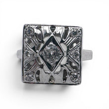 Vintage Diamond Cocktail Ring 14K White Gold