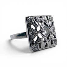 Vintage Diamond Cocktail Ring 14K White Gold