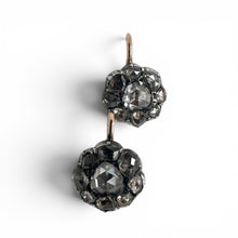 Vintage Georgian Rose Cut Diamond Dangle Earrings 14K Rose Gold