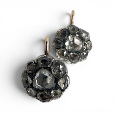 Vintage Georgian Rose Cut Diamond Dangle Earrings 14K Rose Gold