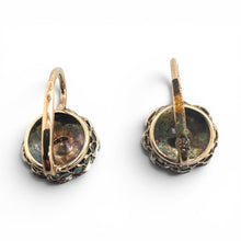 Vintage Georgian Rose Cut Diamond Dangle Earrings 14K Rose Gold