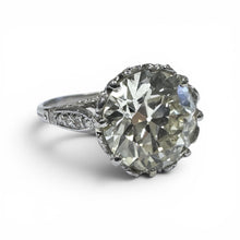 Vintage Art Deco 3.62 Carat Old European Cut Diamond Platinum Engagement Ring