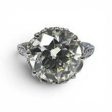 Vintage Art Deco 3.62 Carat Old European Cut Diamond Platinum Engagement Ring