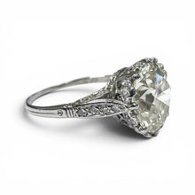 Vintage Art Deco 3.62 Carat Old European Cut Diamond Platinum Engagement Ring