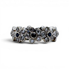 Platinum Sapphire & Diamond Flower Eternity Band Size 6.5