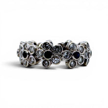 Platinum Sapphire & Diamond Flower Eternity Band Size 6.5