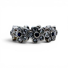 Platinum Sapphire & Diamond Flower Eternity Band Size 6.5
