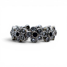 Platinum Sapphire & Diamond Flower Eternity Band Size 6.5