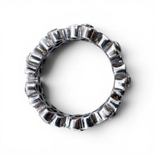 Platinum Sapphire & Diamond Flower Eternity Band Size 6.5